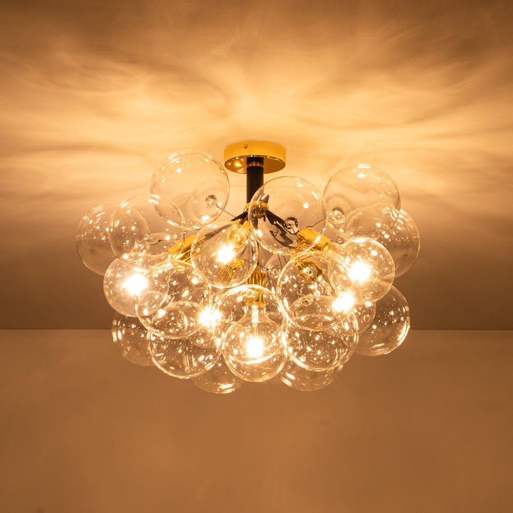 Evoke Modern Bubble Glass Chandelier / Semi Flush - Lamp Copper