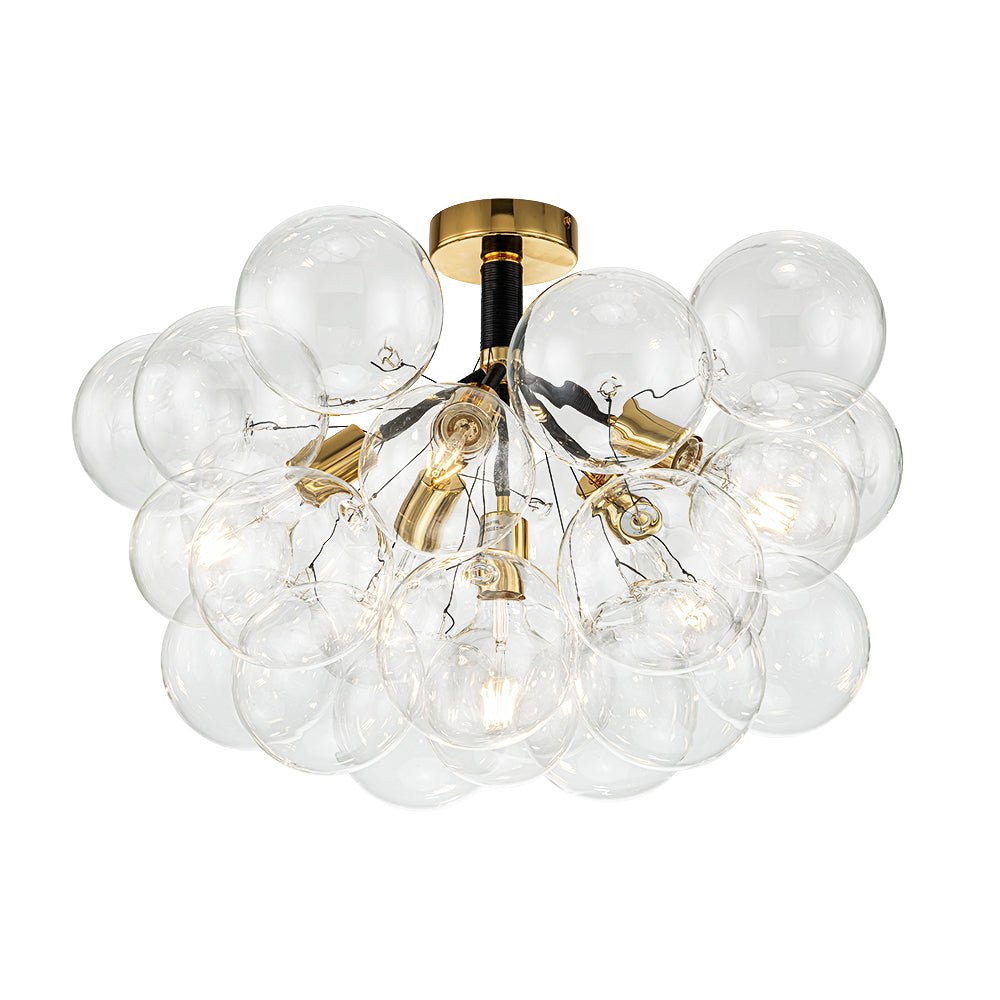 Evoke Modern Bubble Glass Chandelier / Semi Flush - Lamp Copper