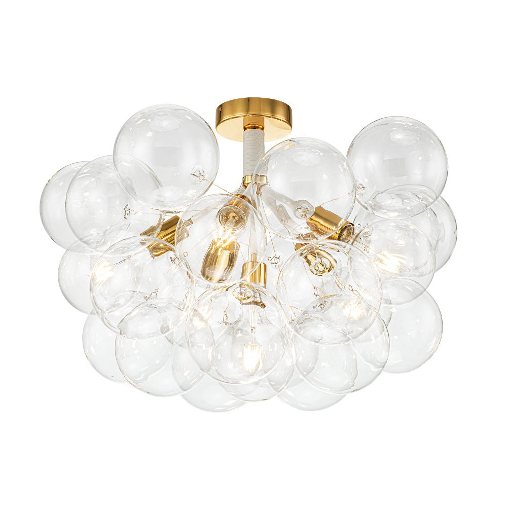 Evoke Modern Bubble Glass Chandelier / Semi Flush - Lamp Copper