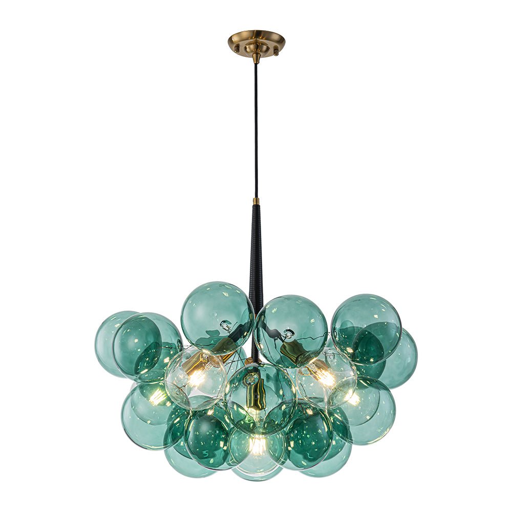 Qvistun Modern Cluster Green Globe Bubble Glass Chandelier - Lamp Copper