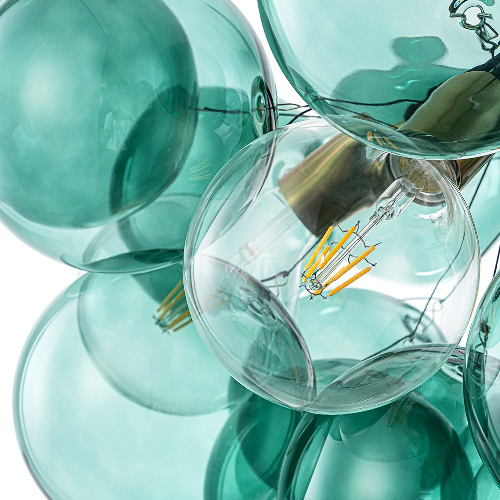 Qvistun Modern Cluster Green Globe Bubble Glass Chandelier - Lamp Copper