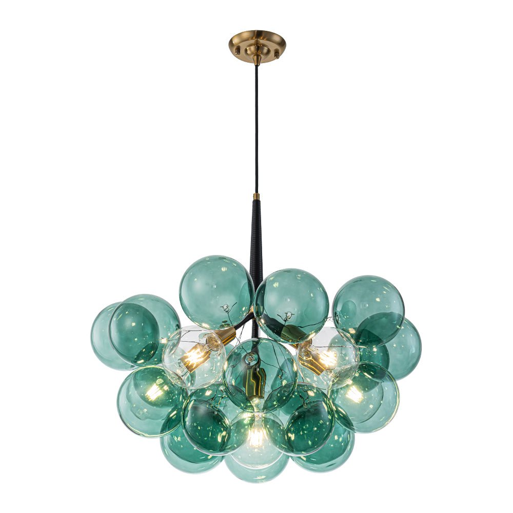Qvistun Modern Cluster Green Globe Bubble Glass Chandelier - Lamp Copper