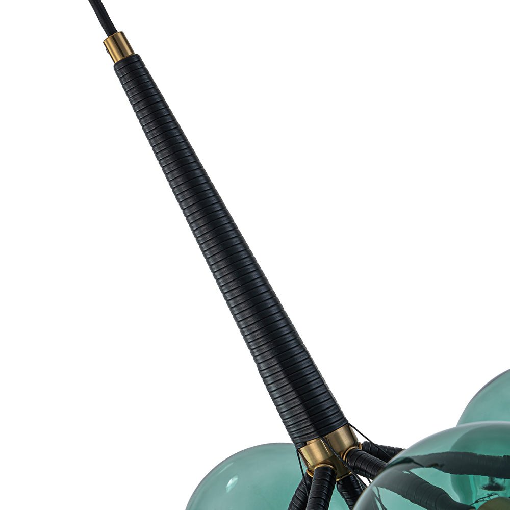 Qvistun Modern Cluster Green Globe Bubble Glass Chandelier - Lamp Copper