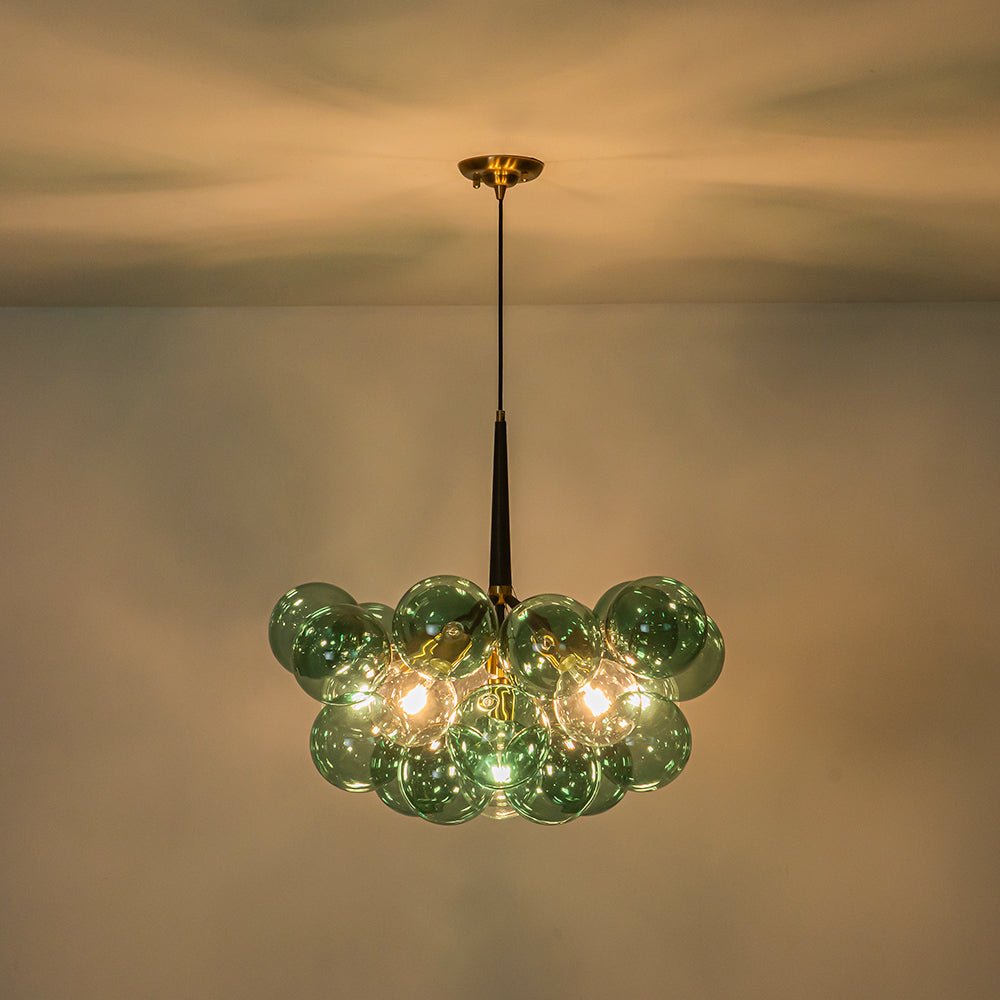 Qvistun Modern Cluster Green Globe Bubble Glass Chandelier - Lamp Copper