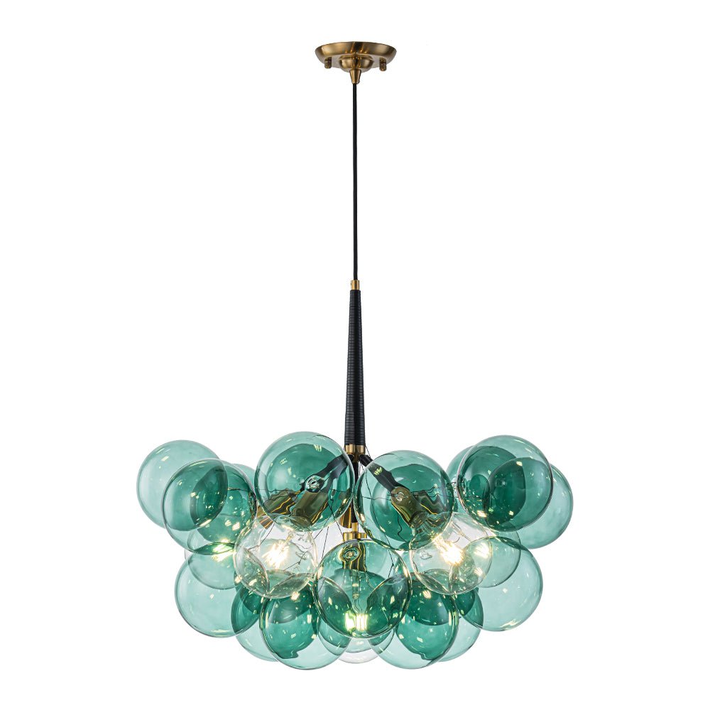 Qvistun Modern Cluster Green Globe Bubble Glass Chandelier - Lamp Copper