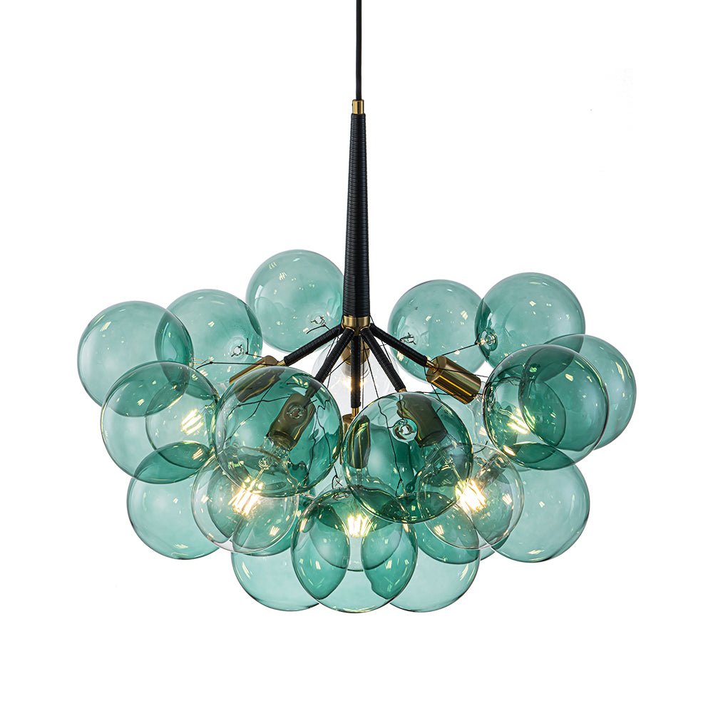 Qvistun Modern Cluster Green Globe Bubble Glass Chandelier - Lamp Copper