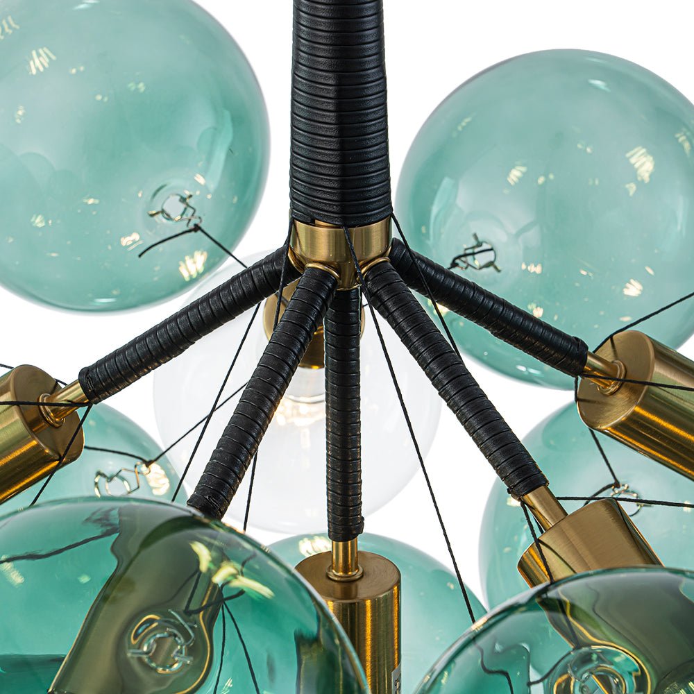 Qvistun Modern Cluster Green Globe Bubble Glass Chandelier - Lamp Copper