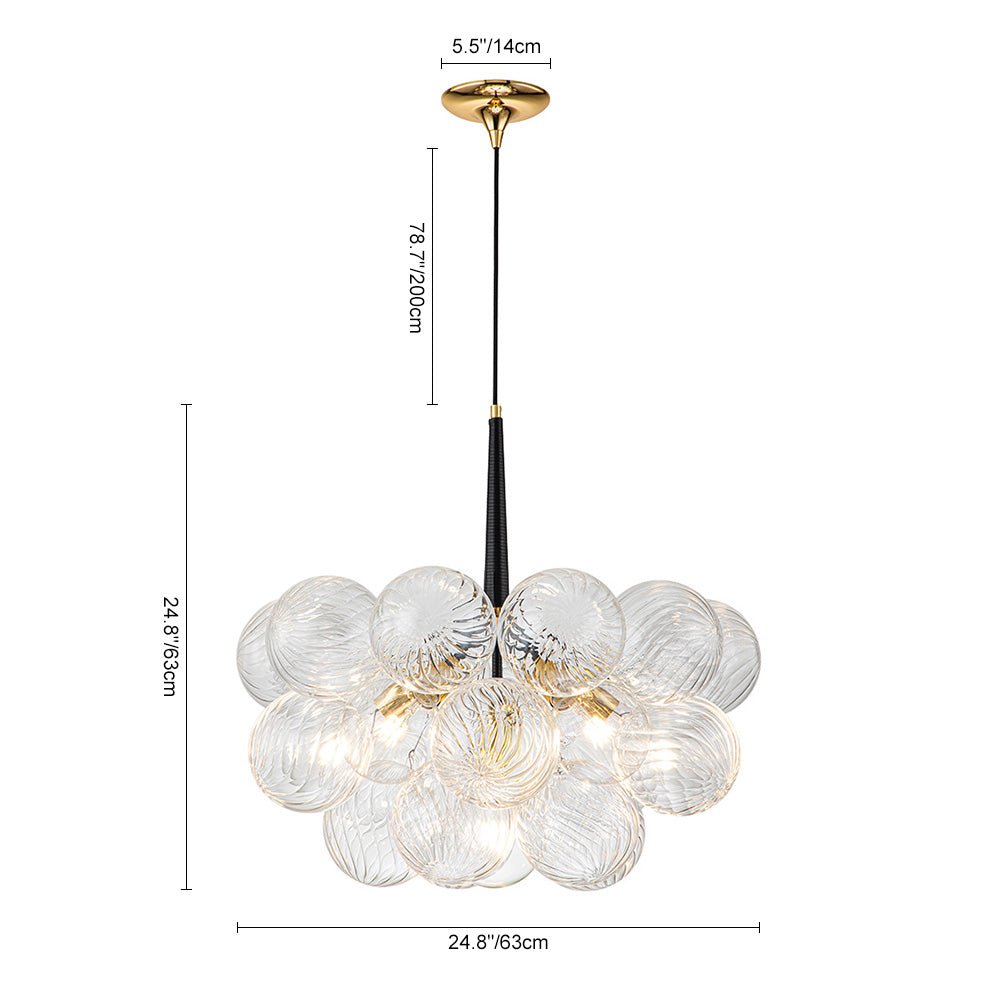 Valion Modern Globe Bubble Glass Chandelier - Lamp Copper