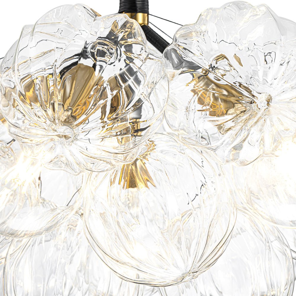 Zoruvyr Modern Cluster Sculpture Texture Glass Globe Bubble Chandelier - Lamp Copper
