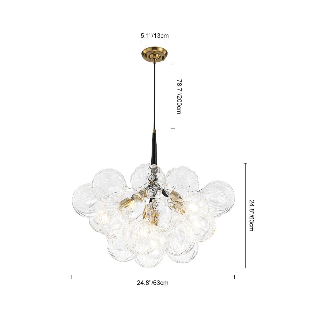 Zoruvyr Modern Cluster Sculpture Texture Glass Globe Bubble Chandelier - Lamp Copper