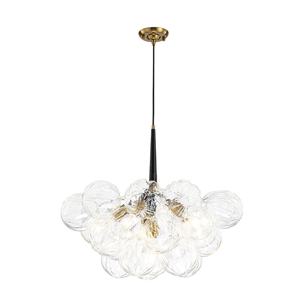 Zoruvyr Modern Cluster Sculpture Texture Glass Globe Bubble Chandelier - Lamp Copper