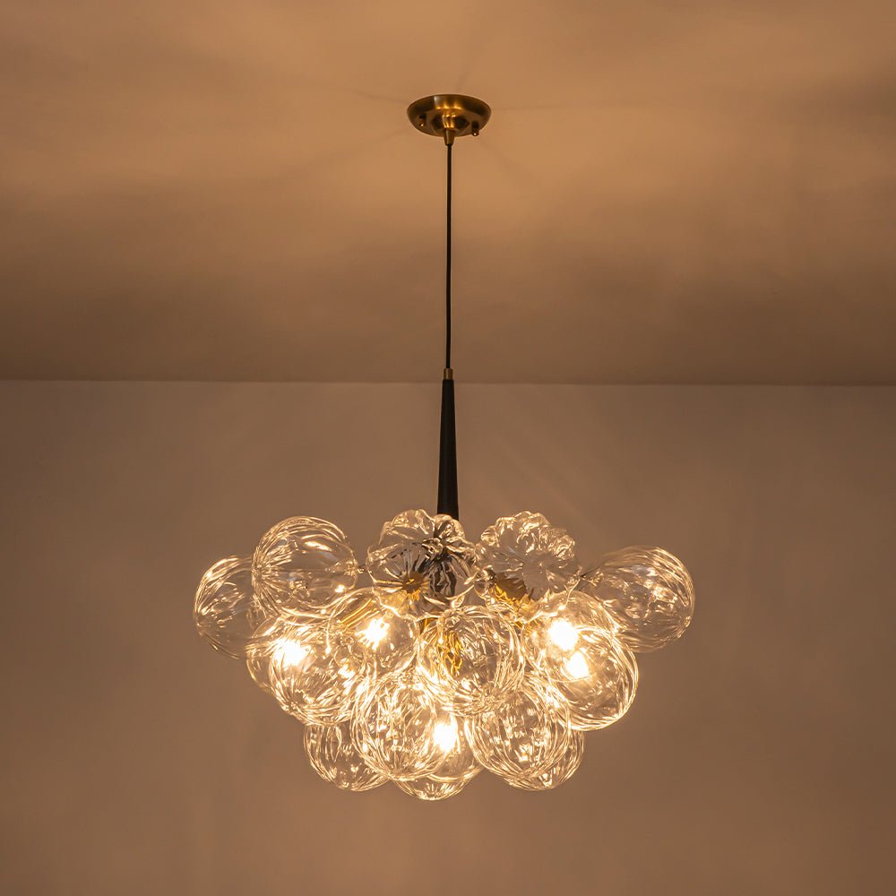 Zoruvyr Modern Cluster Sculpture Texture Glass Globe Bubble Chandelier - Lamp Copper