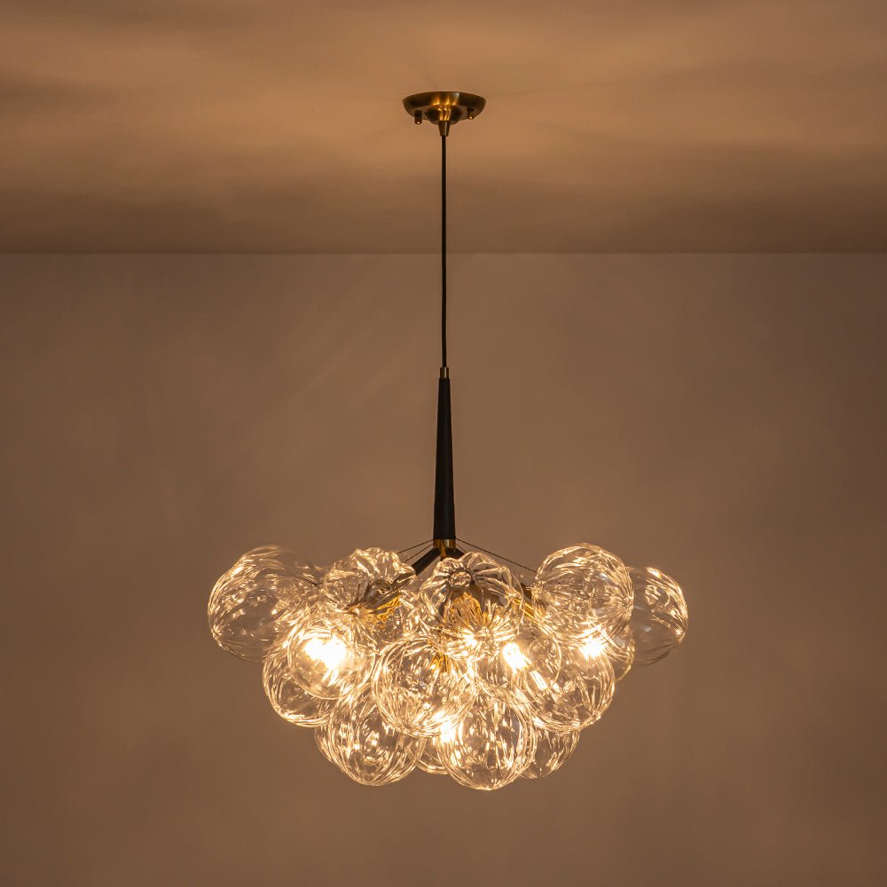 Zoruvyr Modern Cluster Sculpture Texture Glass Globe Bubble Chandelier - Lamp Copper
