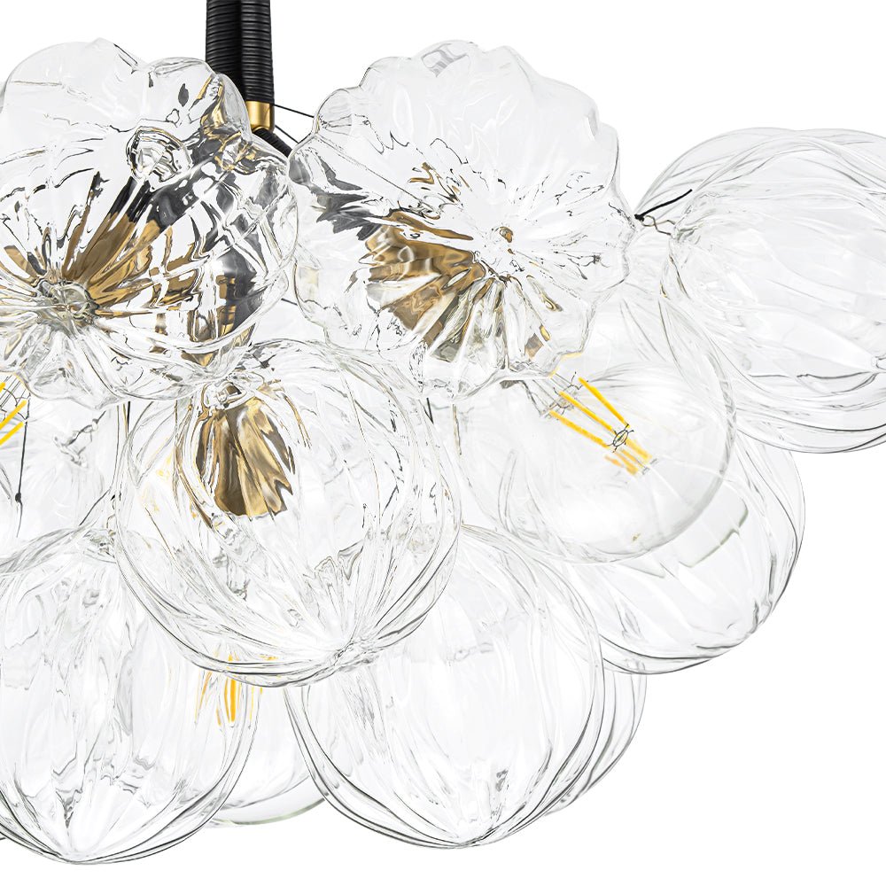 Zoruvyr Modern Cluster Sculpture Texture Glass Globe Bubble Chandelier - Lamp Copper