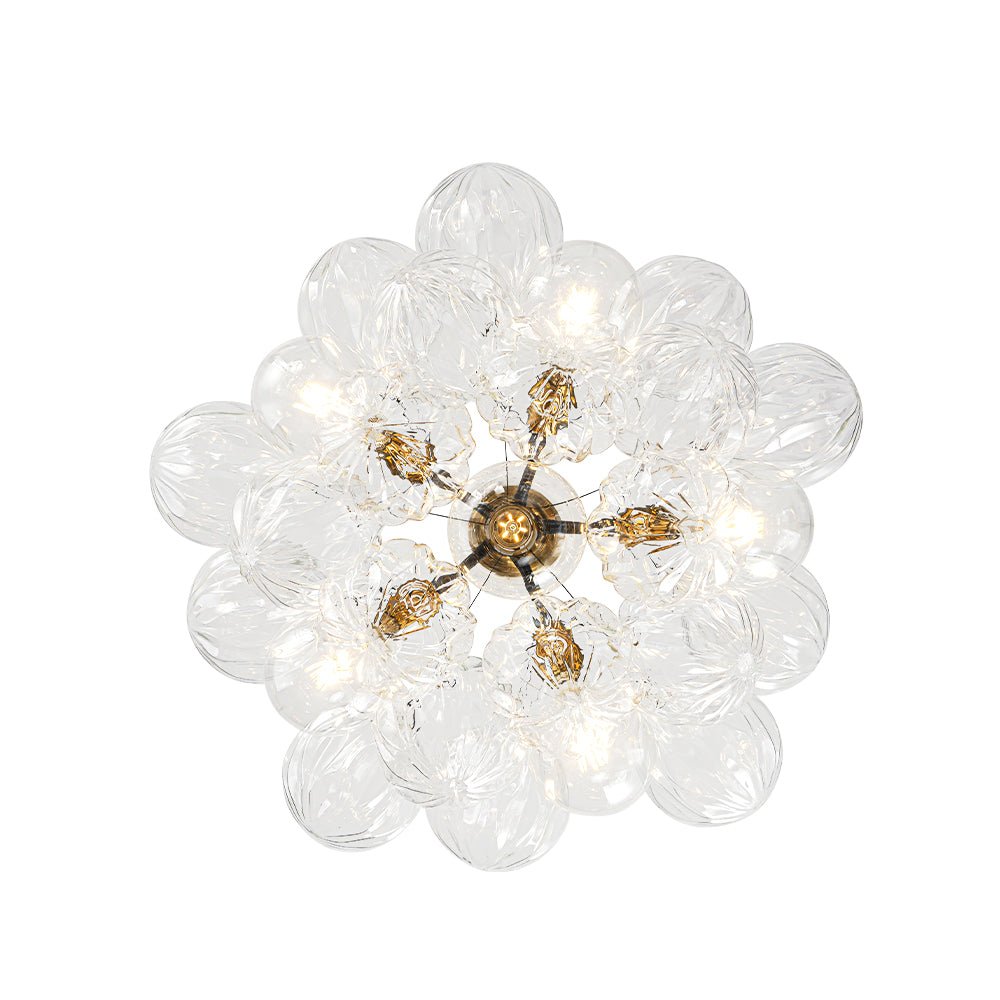 Zoruvyr Modern Cluster Sculpture Texture Glass Globe Bubble Chandelier - Lamp Copper