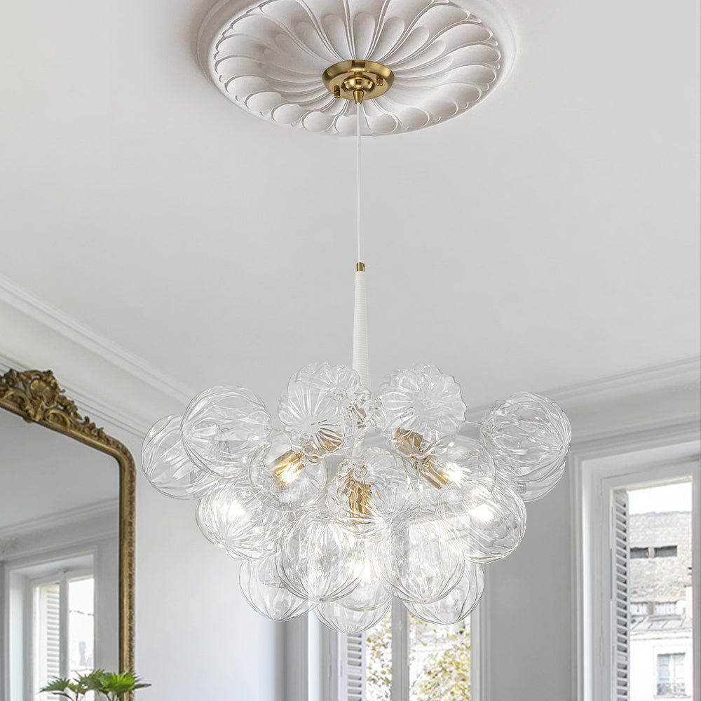 Zoruvyr Modern Cluster Sculpture Texture Glass Globe Bubble Chandelier - Lamp Copper