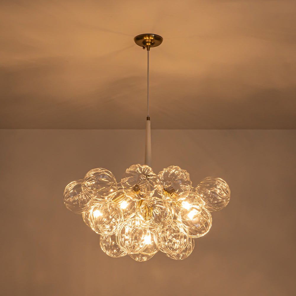 Zoruvyr Modern Cluster Sculpture Texture Glass Globe Bubble Chandelier - Lamp Copper