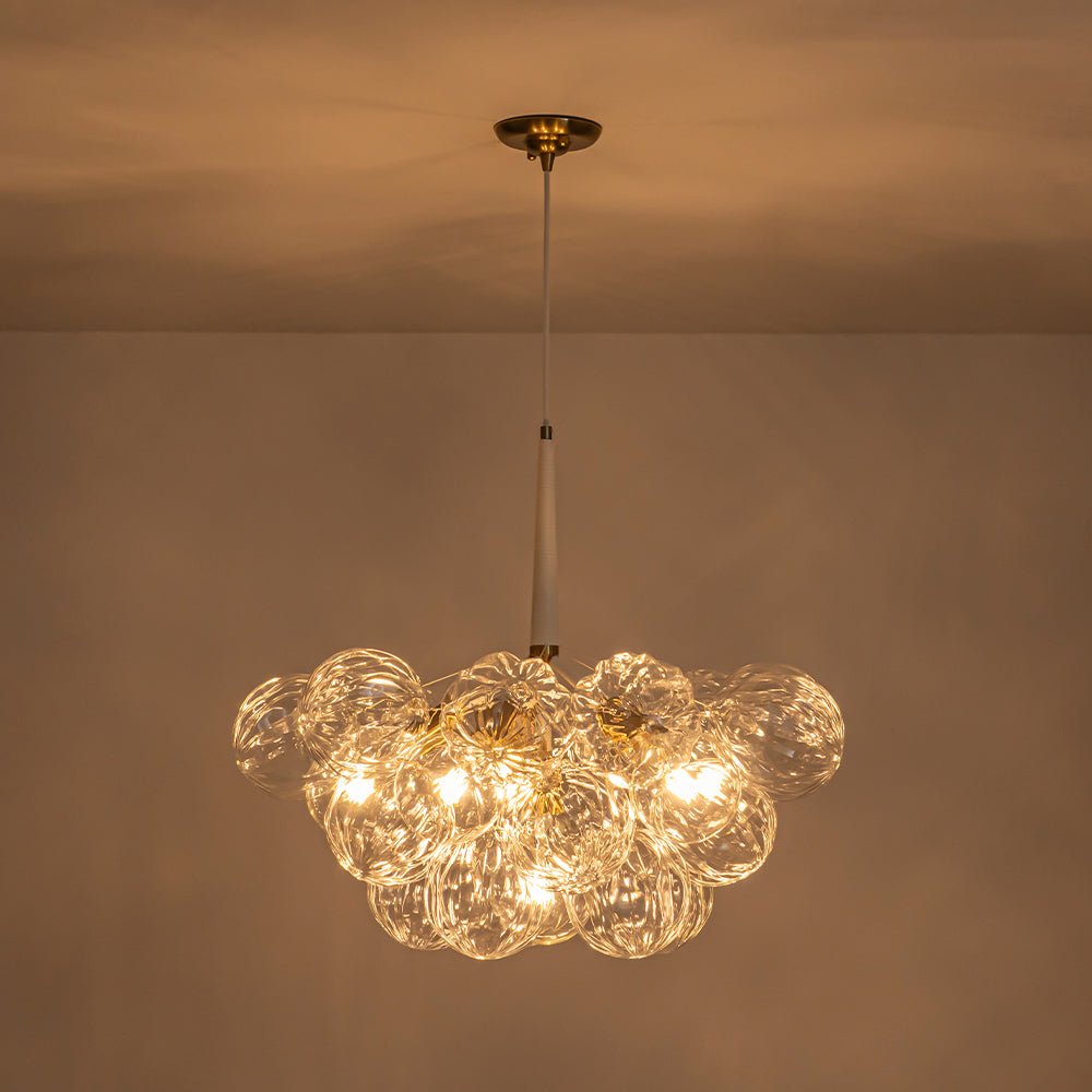 Zoruvyr Modern Cluster Sculpture Texture Glass Globe Bubble Chandelier - Lamp Copper