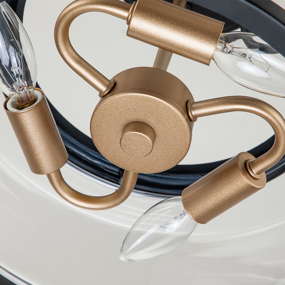 Vetria Modern Glass Semi Flush Mount Ceiling Light - Lamp Copper
