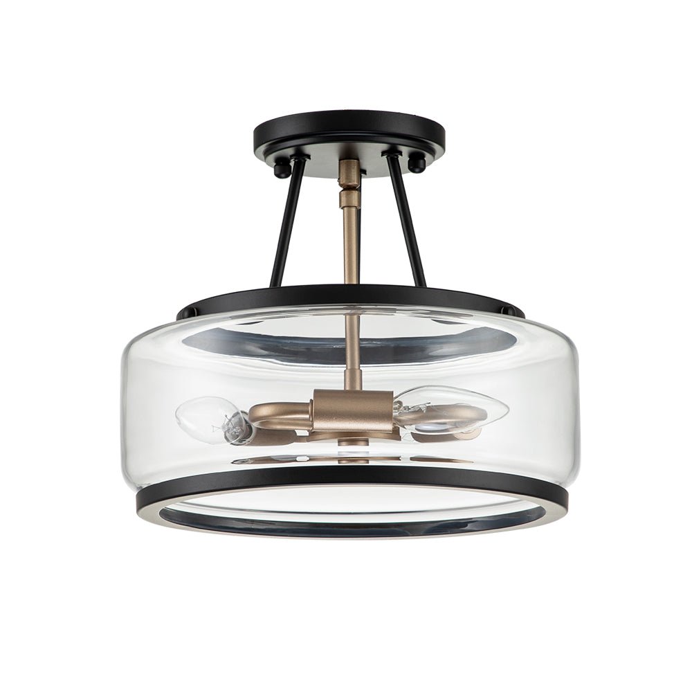 Vetria Modern Glass Semi Flush Mount Ceiling Light - Lamp Copper