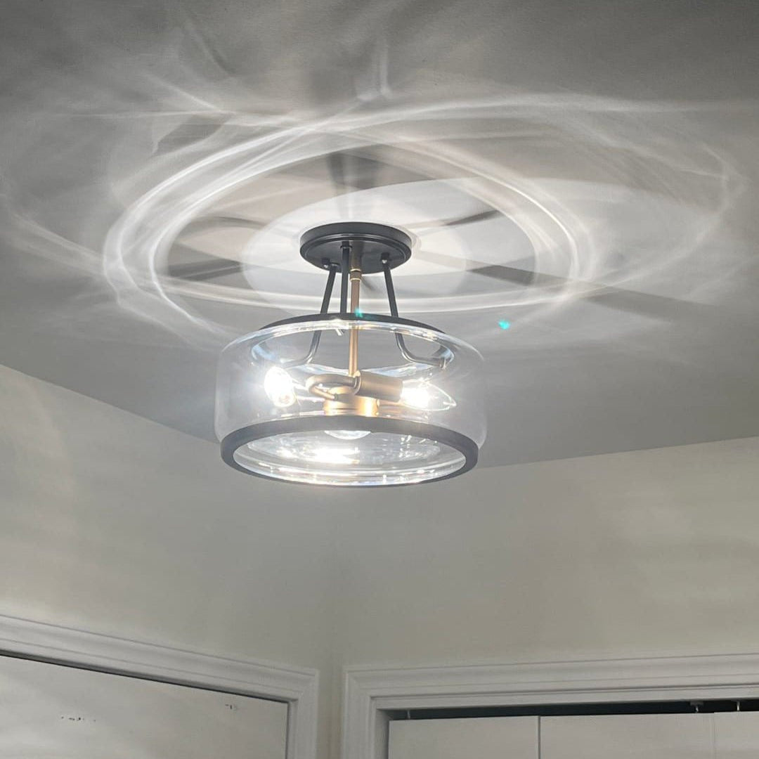 Vetria Modern Glass Semi Flush Mount Ceiling Light - Lamp Copper