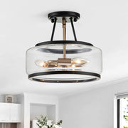 Vetria Modern Glass Semi Flush Mount Ceiling Light - Lamp Copper