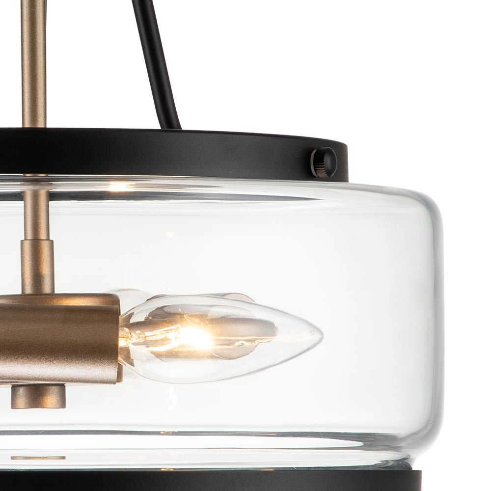 Vetria Modern Glass Semi Flush Mount Ceiling Light - Lamp Copper