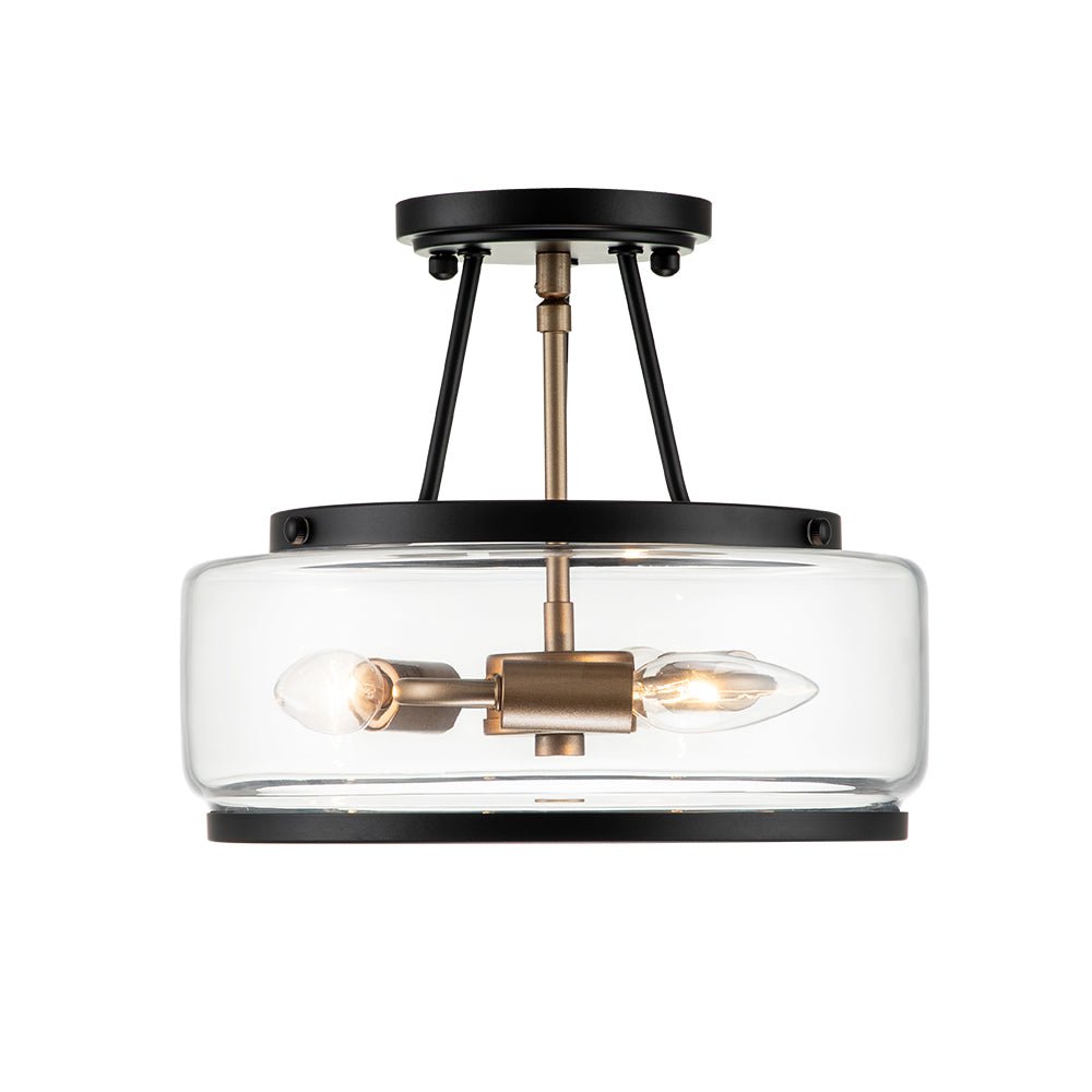 Vetria Modern Glass Semi Flush Mount Ceiling Light - Lamp Copper