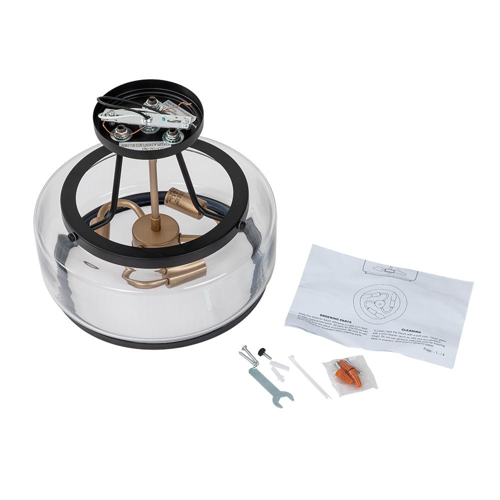 Vetria Modern Glass Semi Flush Mount Ceiling Light - Lamp Copper