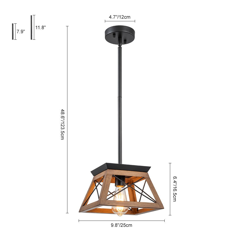 Ildar Modern Farmhouse Geometric Metal Pendant Light - Lamp Copper