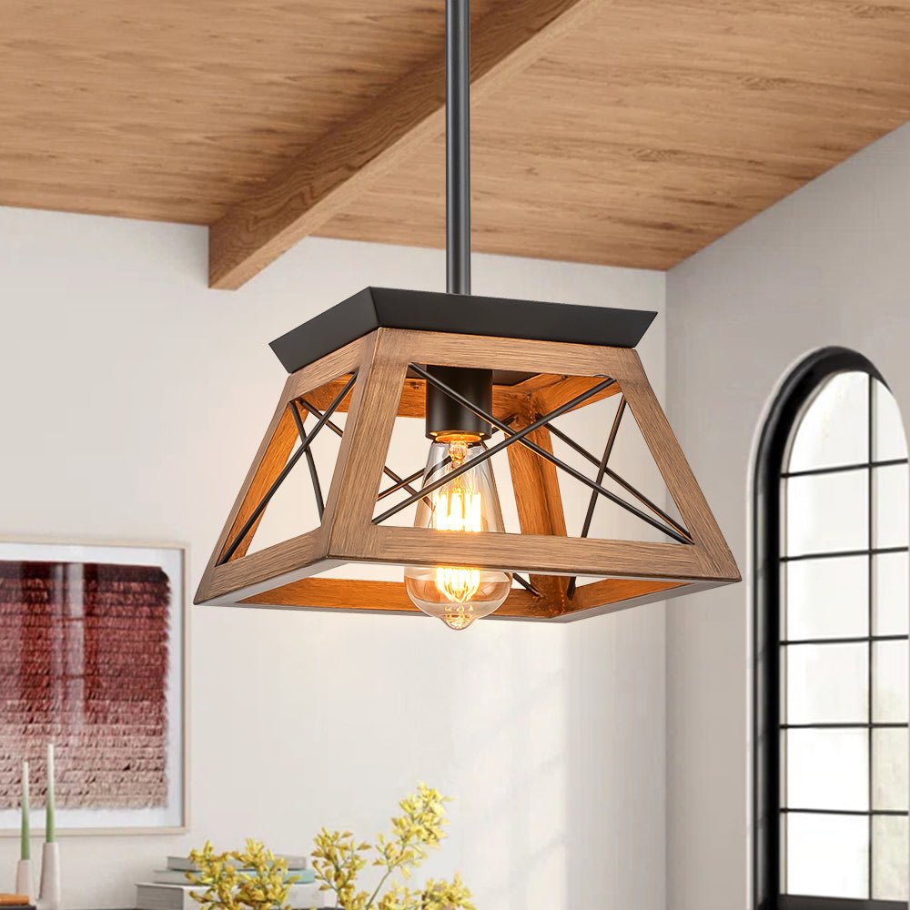 Ildar Modern Farmhouse Geometric Metal Pendant Light - Lamp Copper