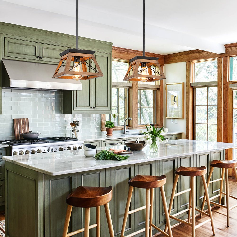 Ildar Modern Farmhouse Geometric Metal Pendant Light - Lamp Copper