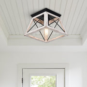Sindri Modern Farmhouse Metal Flush Mount Light - Lamp Copper