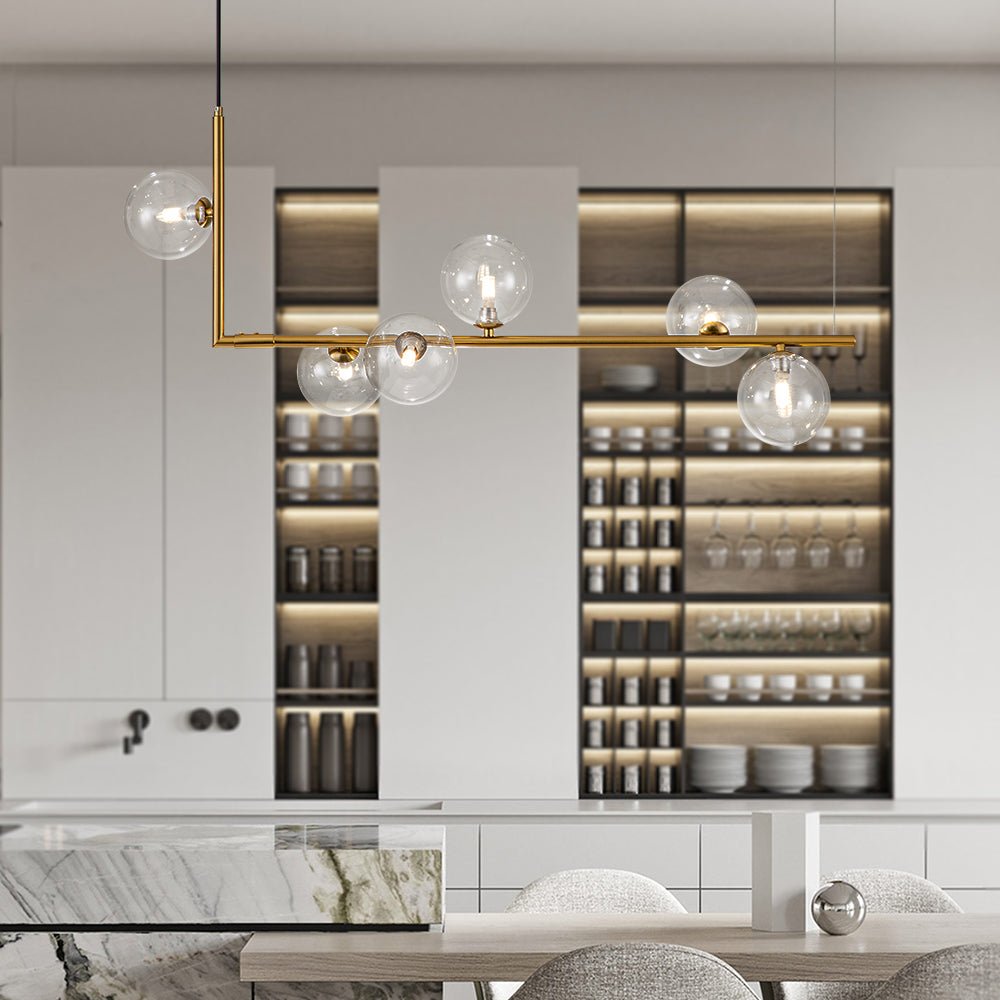 Blikuli Modern Linear Glass Pendant Light - Lamp Copper