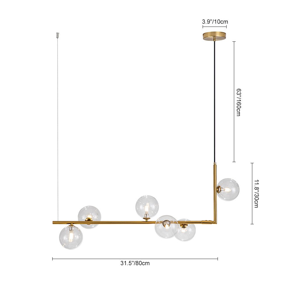 Blikuli Modern Linear Glass Pendant Light - Lamp Copper