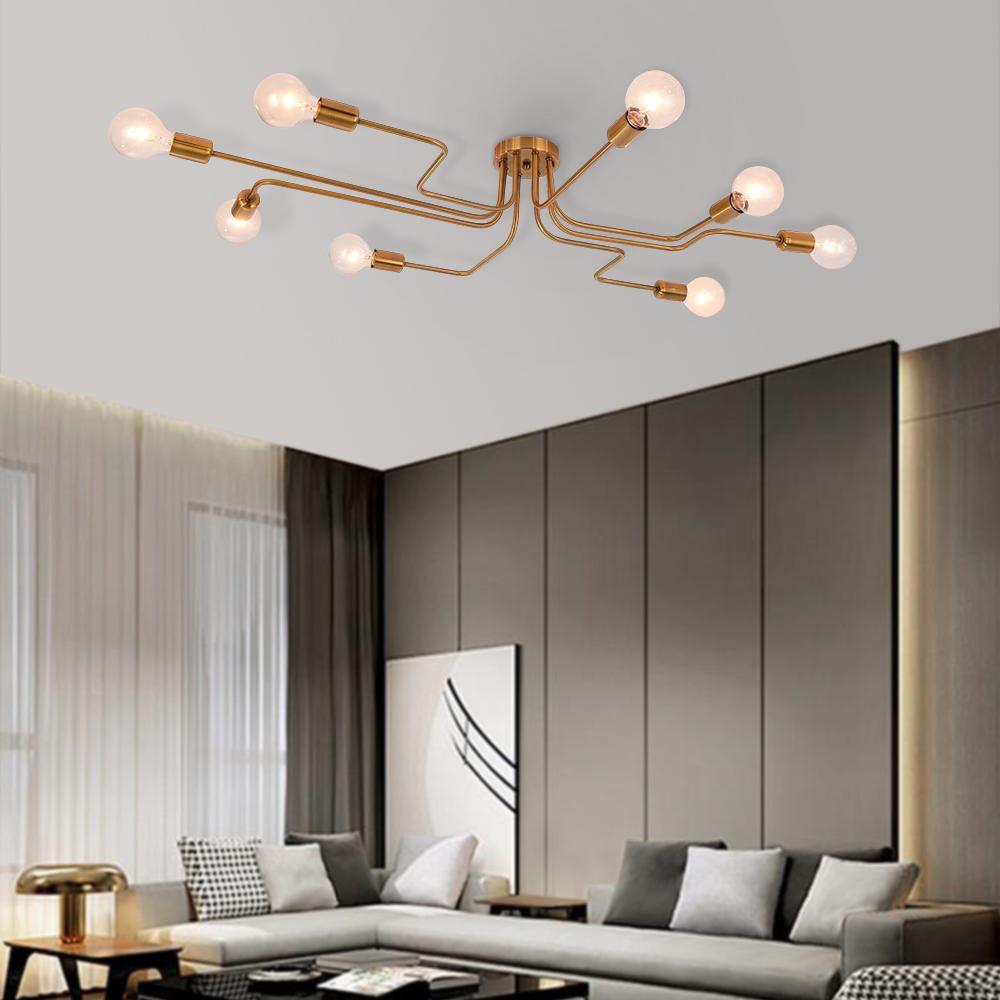 Qvistunix Modern Industrial Sputnik Metal Semi Flush Light - Lamp Copper