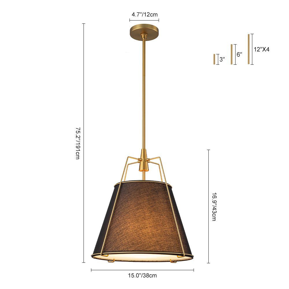 Seriva Modern Fabric Cage Pendant Light - Lamp Copper