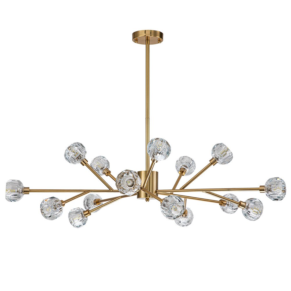 Jarnbruvya Modern Mid-century Sputnik Brass Crystal Chandelier - Lamp Copper