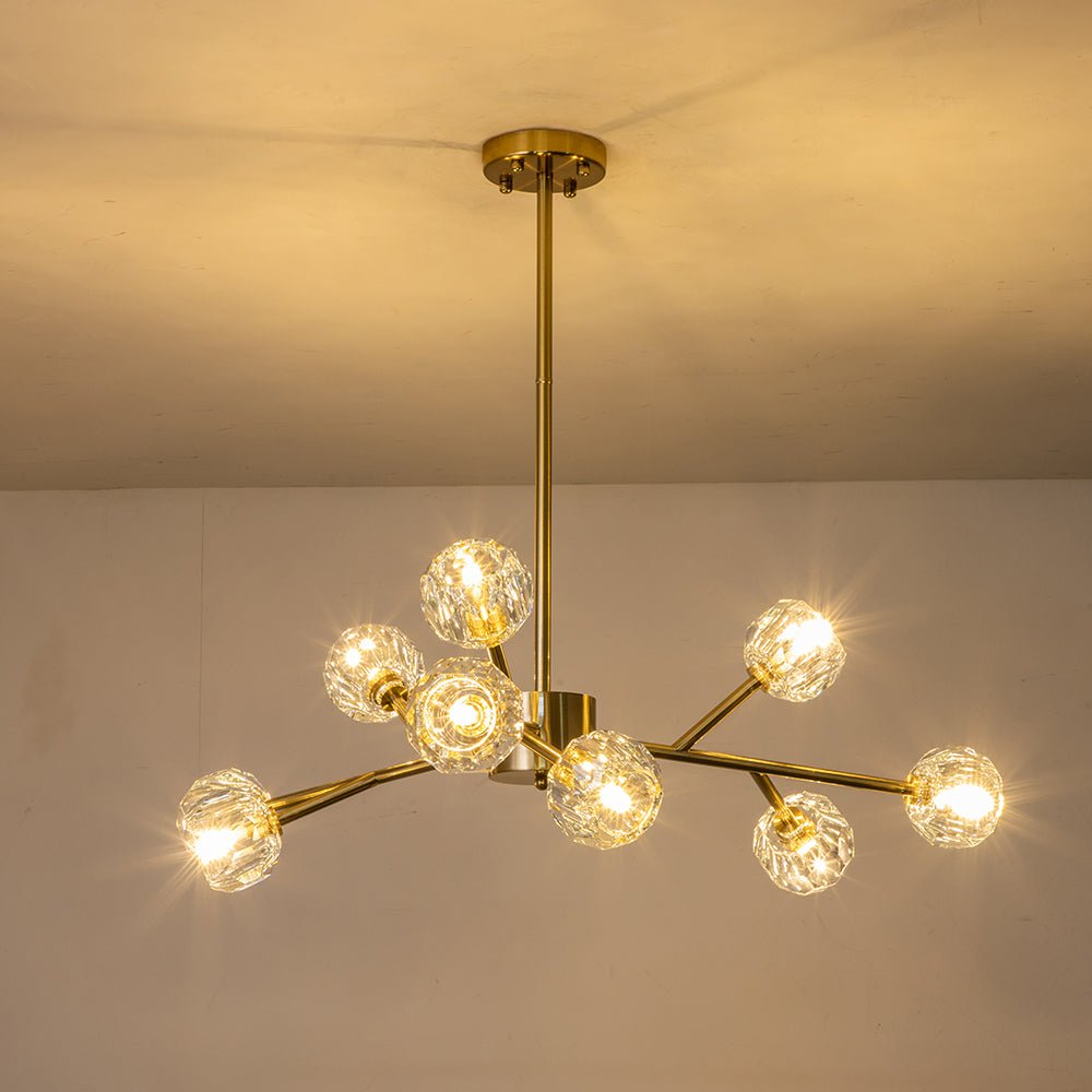 Jarnbruvya Modern Mid-century Sputnik Brass Crystal Chandelier - Lamp Copper