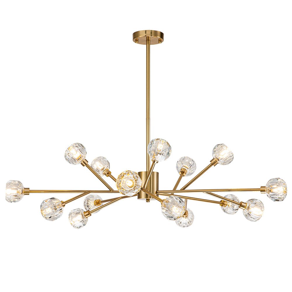 Jarnbruvya Modern Mid-century Sputnik Brass Crystal Chandelier - Lamp Copper