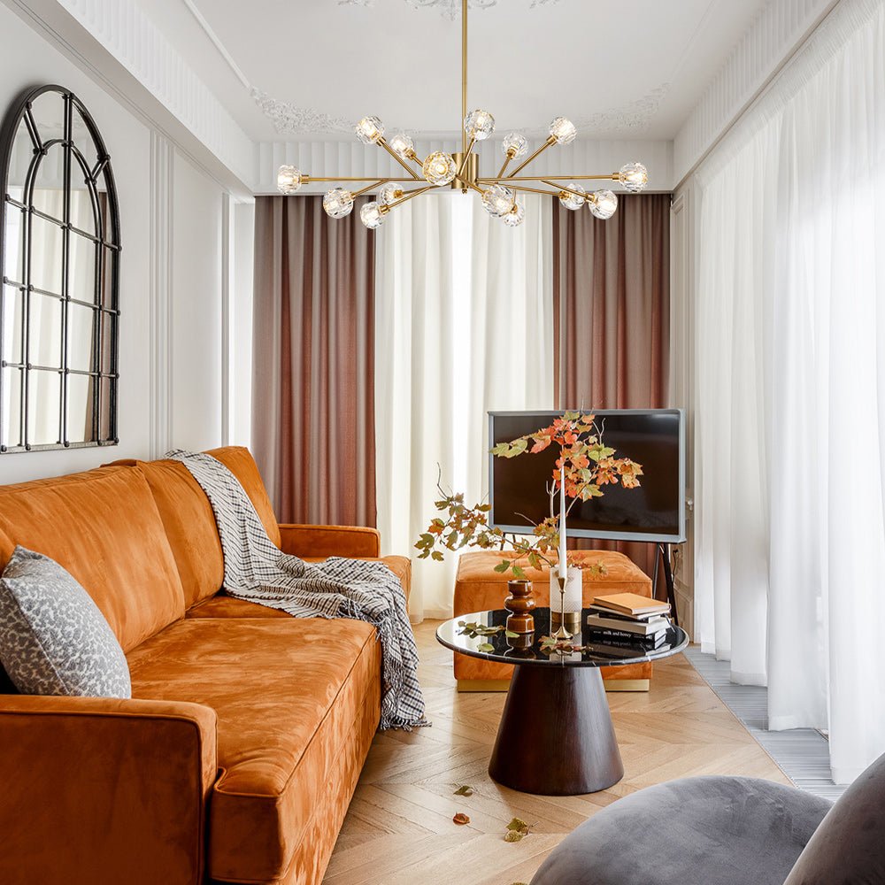 Jarnbruvya Modern Mid-century Sputnik Brass Crystal Chandelier - Lamp Copper