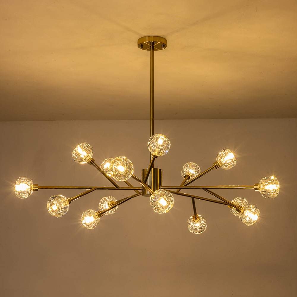Jarnbruvya Modern Mid-century Sputnik Brass Crystal Chandelier - Lamp Copper