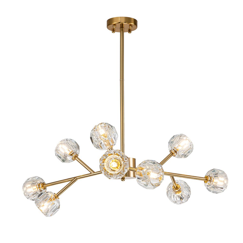 Jarnbruvya Modern Mid-century Sputnik Brass Crystal Chandelier - Lamp Copper