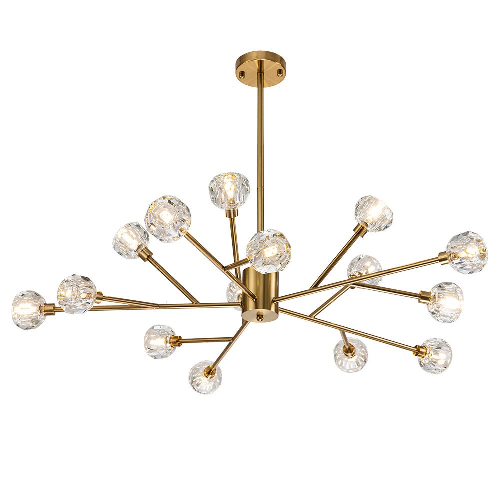 Jarnbruvya Modern Mid-century Sputnik Brass Crystal Chandelier - Lamp Copper