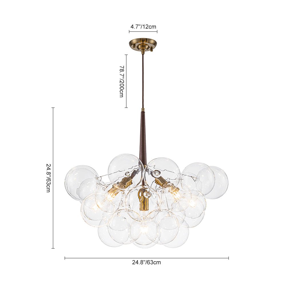 Kvennal Mocha Mousse Clear Glass Chandelier - Lamp Copper