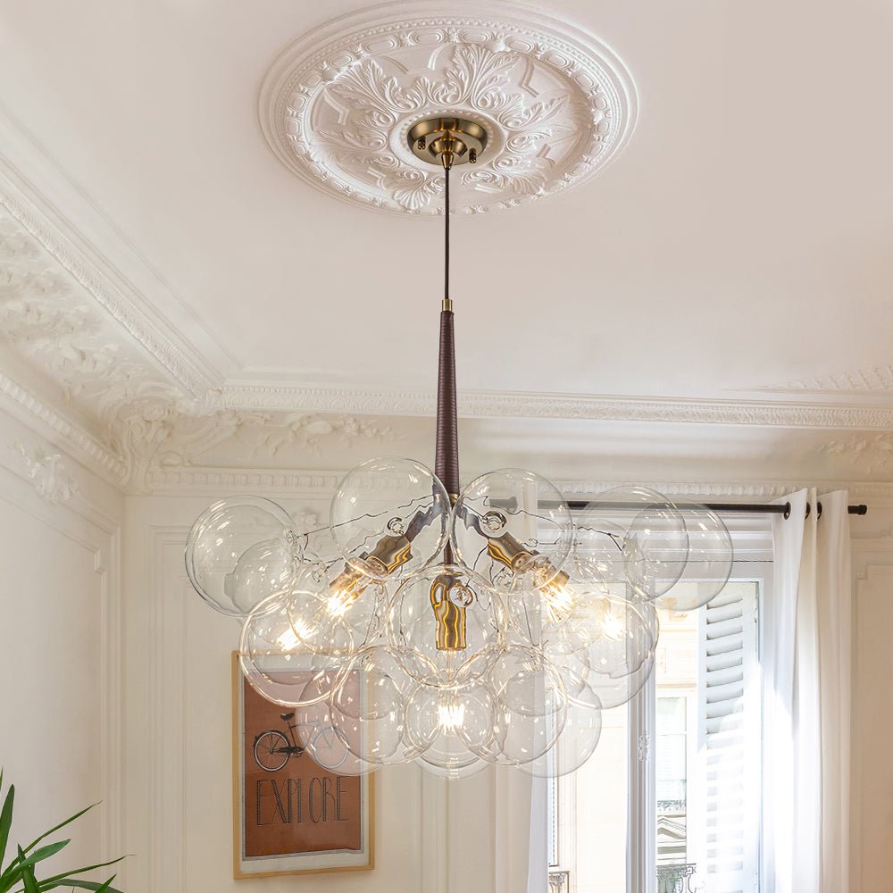 Kvennal Mocha Mousse Clear Glass Chandelier - Lamp Copper