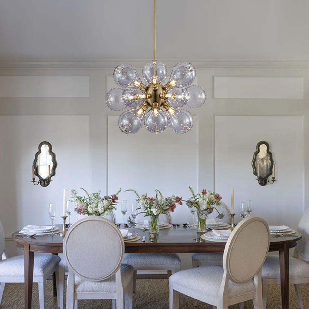Himinuvyr Morandi Cluster Lavender Gray Glass Chandelier - Lamp Copper