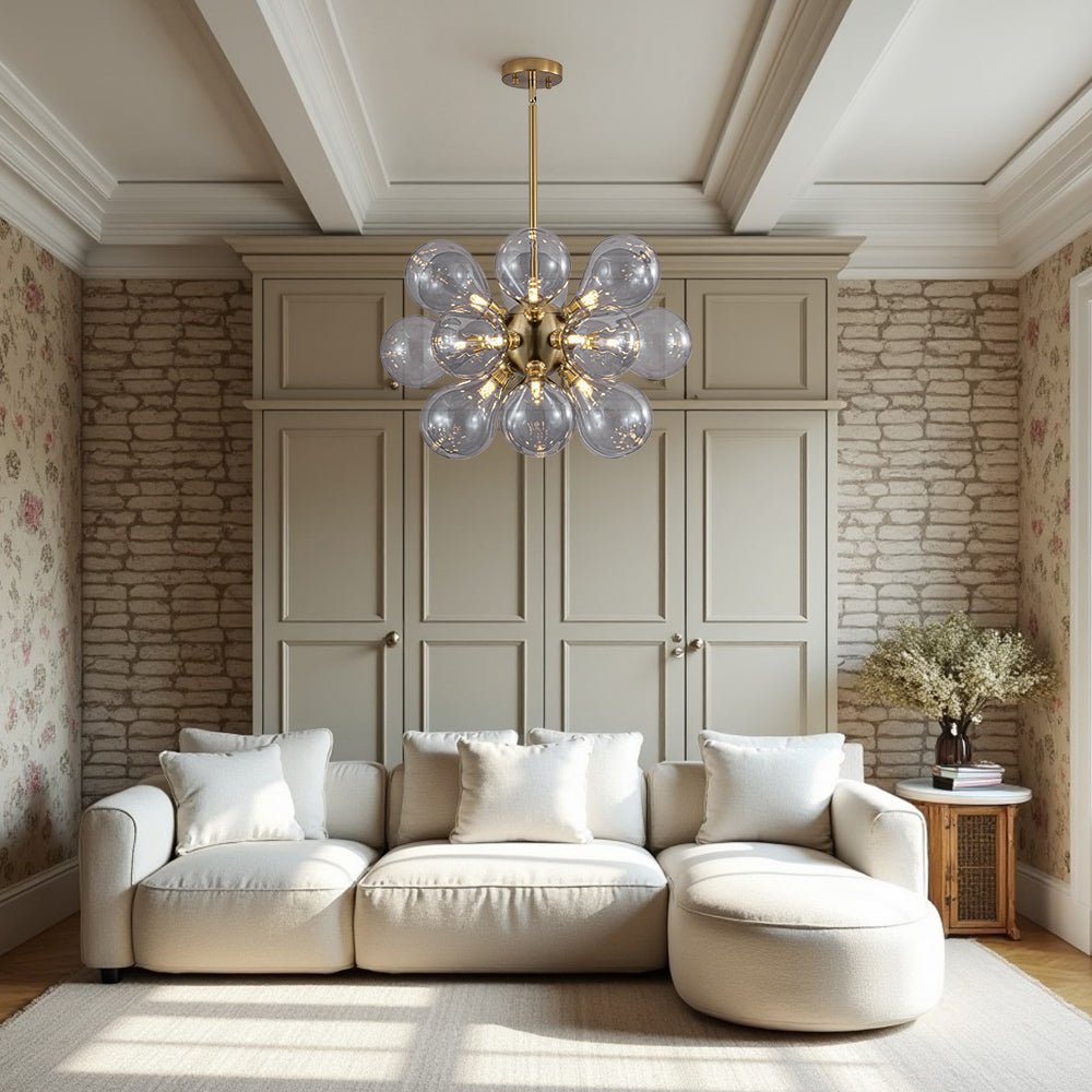 Himinuvyr Morandi Cluster Lavender Gray Glass Chandelier - Lamp Copper