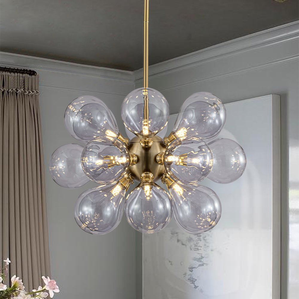Himinuvyr Morandi Cluster Lavender Gray Glass Chandelier - Lamp Copper