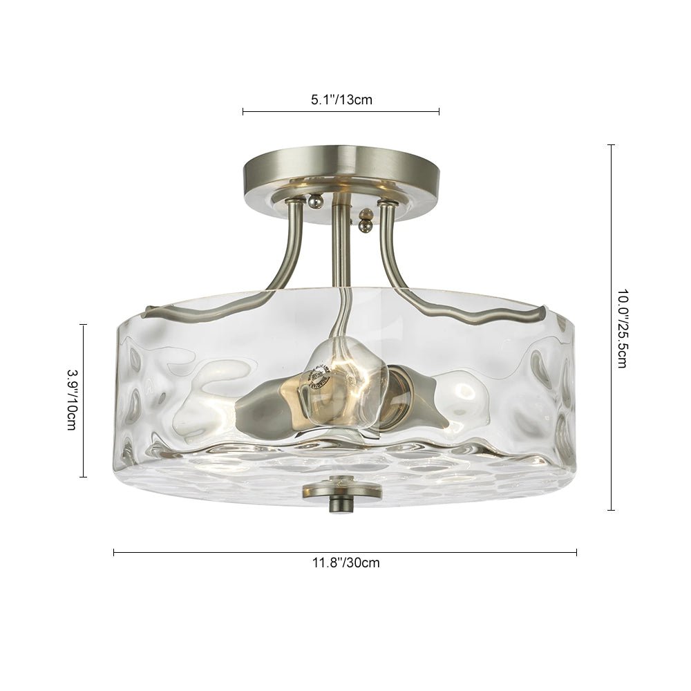 Noreta Modern Nickel Glass Semi Flush Ceiling Light - Lamp Copper